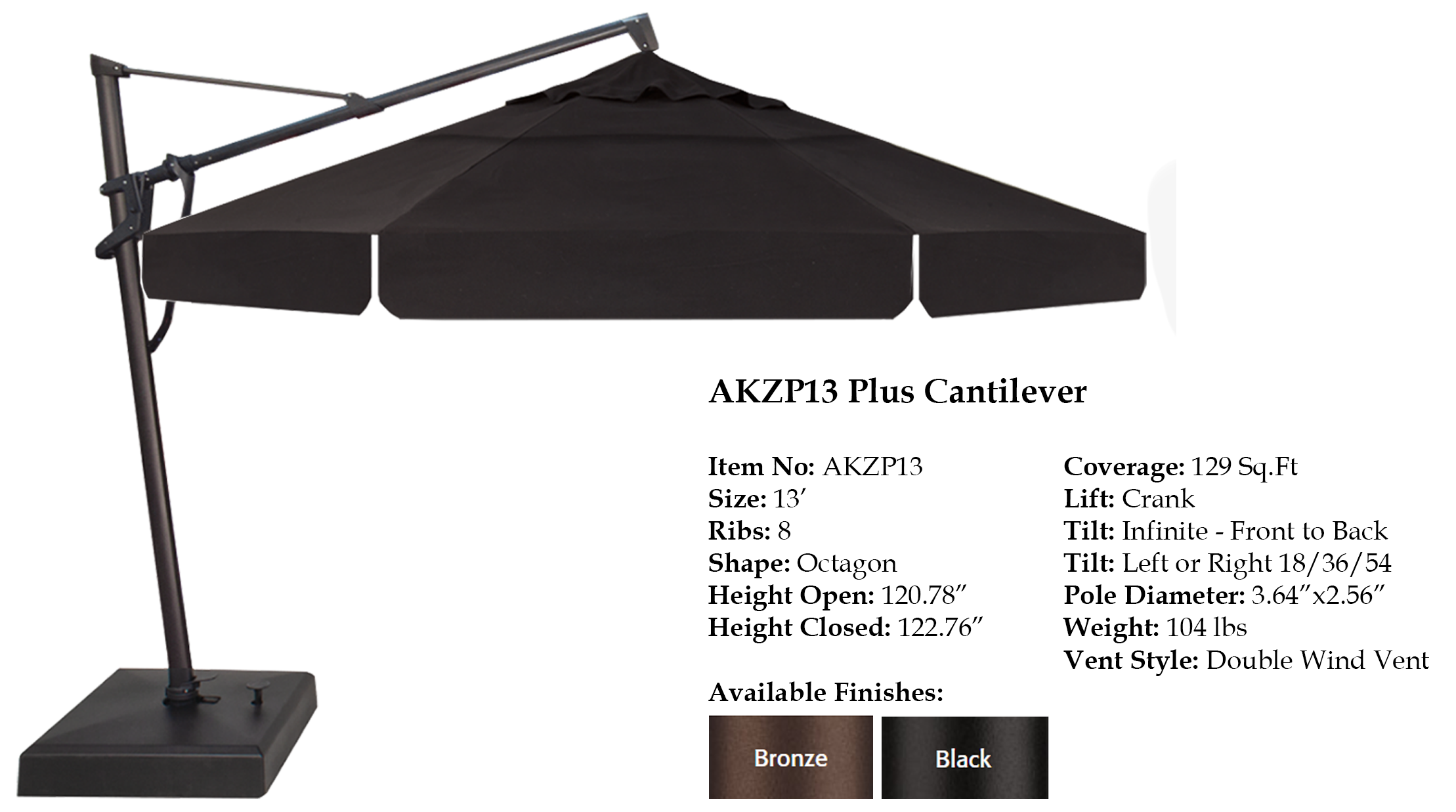 13' Octagon Cantilever Umbrella
